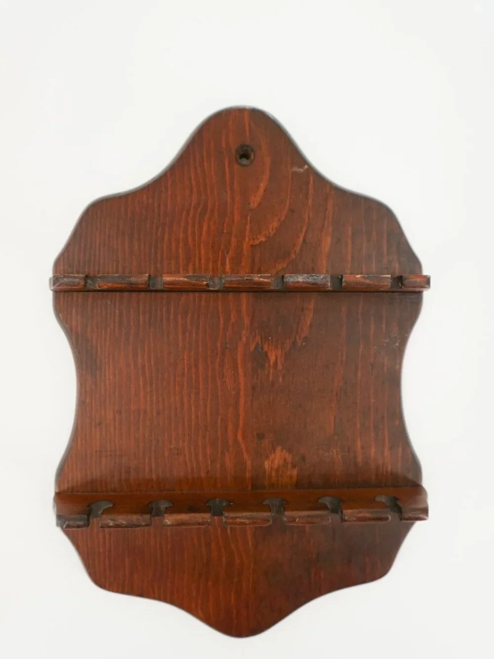 Vintage Collector Spoon Display Rack, Holder, Dark Wood Wall Mount, 10x7 Inch